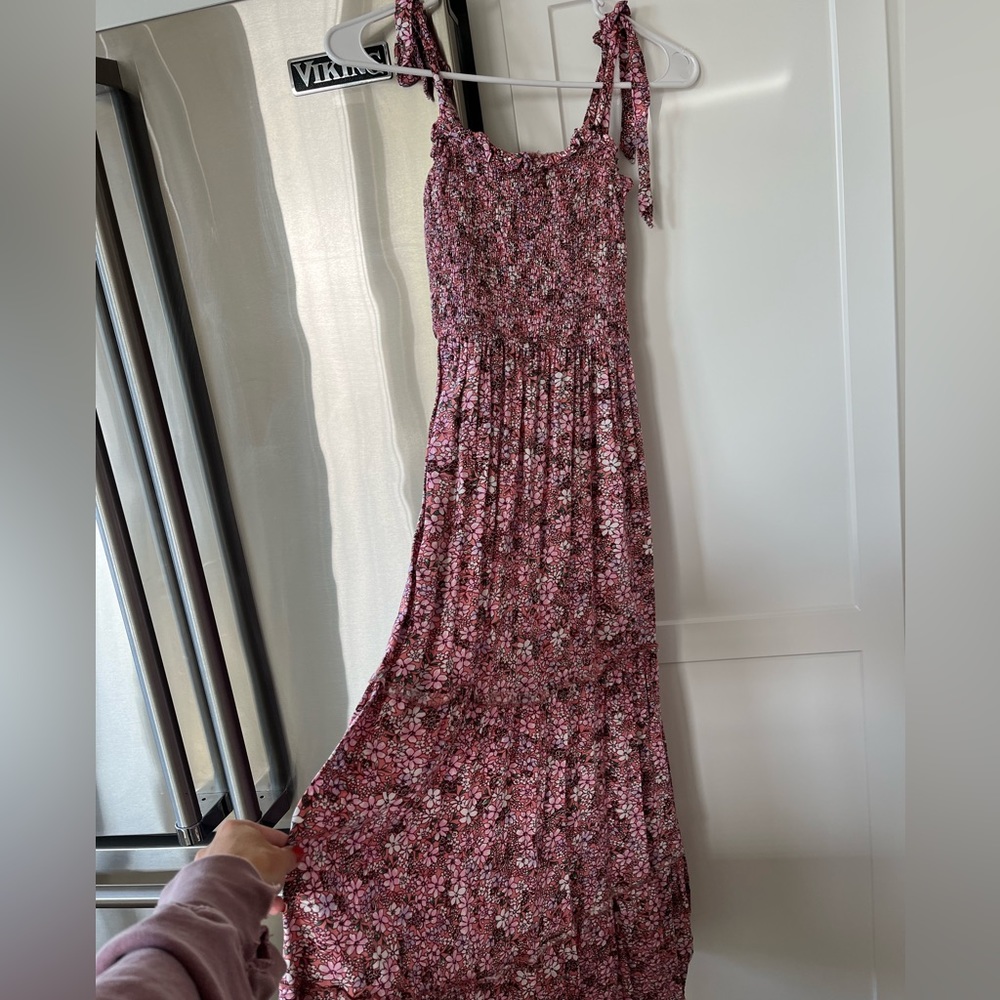 Spring floral print maxi dress